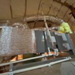 Heat pump air handler installed in an attic per California Title 24 requirements by Americool Comfort in the Bay Area