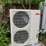 Mitsubishi Electric heat pump outdoor unit installed by Americool Comfort in the Bay Area