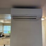 Mitsubishi wall-mounted mini-split indoor unit installed by Americool Comfort in a residential home in San Jose